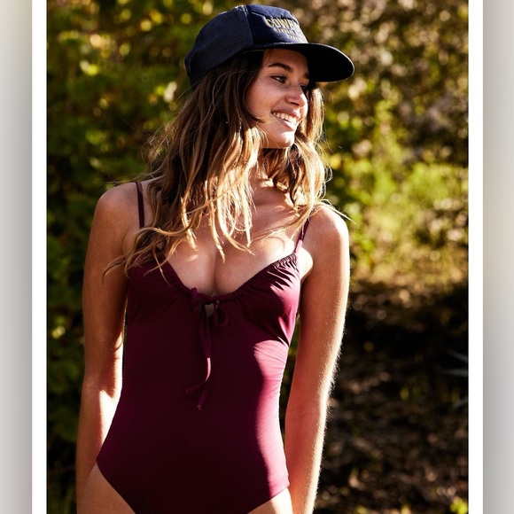 Free People Other - New! Free People x rhythm tie front underwire one piece berry 28527